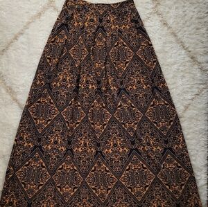 Vintage-Inspired Geometric Maxi Skirt|Boho Retro Earth Tone A-Line Skirt